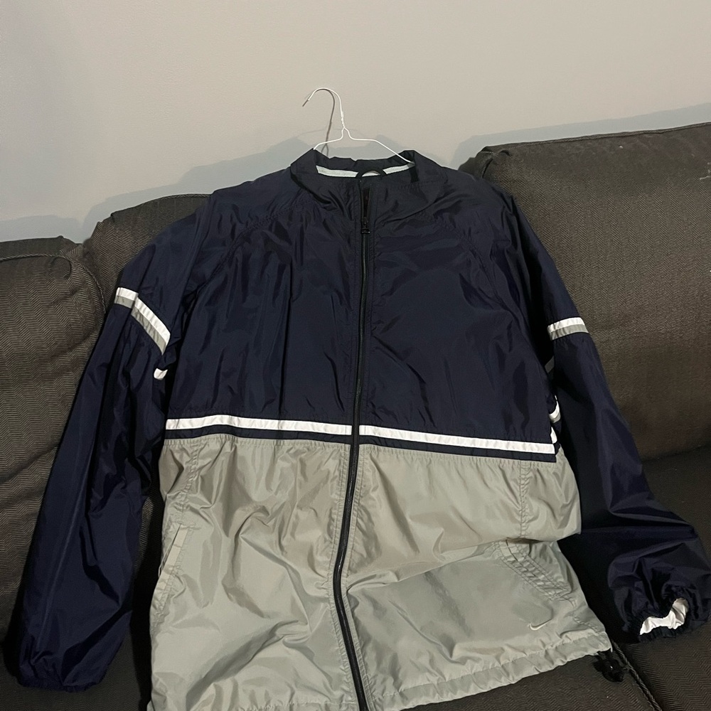 Men’s (size XXL) jacket (zip) - Nylon - Navy with white/gray - Nike